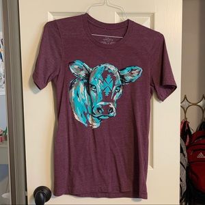 Maroon & Turquoise Cow t-shirt